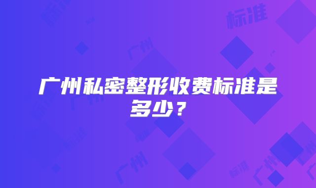 广州私密整形收费标准是多少？