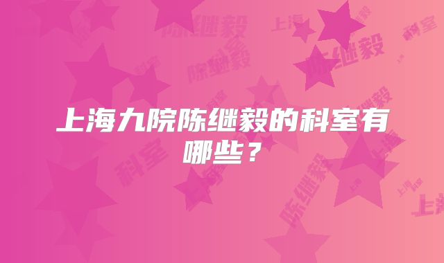 上海九院陈继毅的科室有哪些？