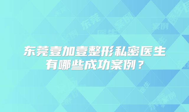 东莞壹加壹整形私密医生有哪些成功案例？