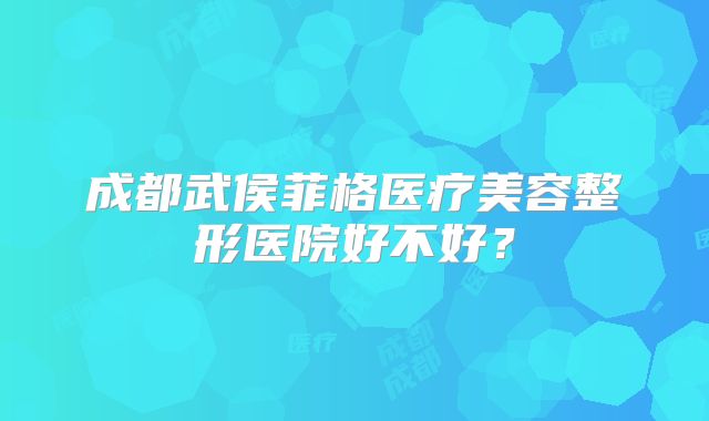成都武侯菲格医疗美容整形医院好不好？