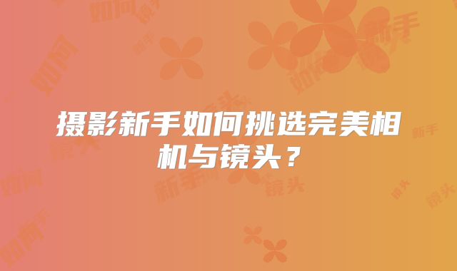 摄影新手如何挑选完美相机与镜头？