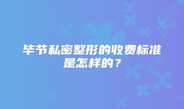 毕节私密整形的收费标准是怎样的？