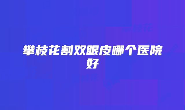 攀枝花割双眼皮哪个医院好