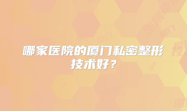 哪家医院的厦门私密整形技术好？