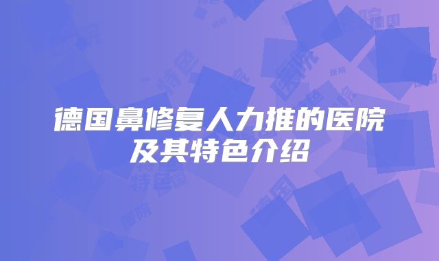 德国鼻修复人力推的医院及其特色介绍