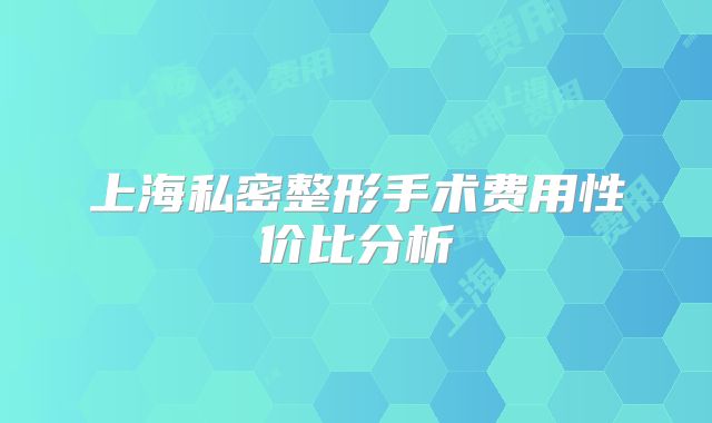 上海私密整形手术费用性价比分析