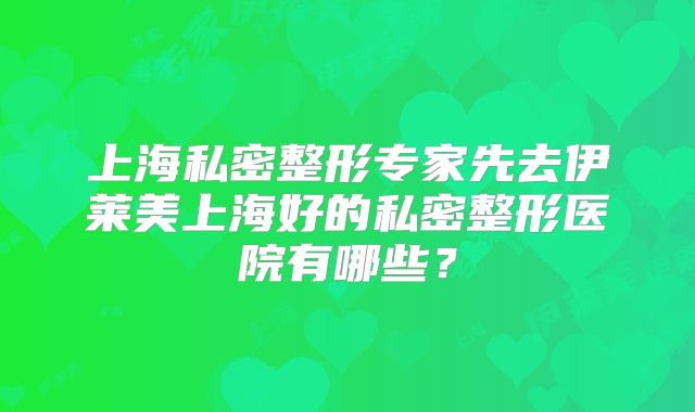 上海私密整形专家先去伊莱美上海好的私密整形医院有哪些？