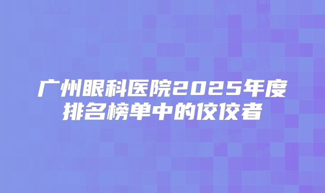 广州眼科医院2025年度排名榜单中的佼佼者