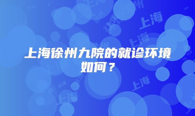 上海徐州九院的就诊环境如何？