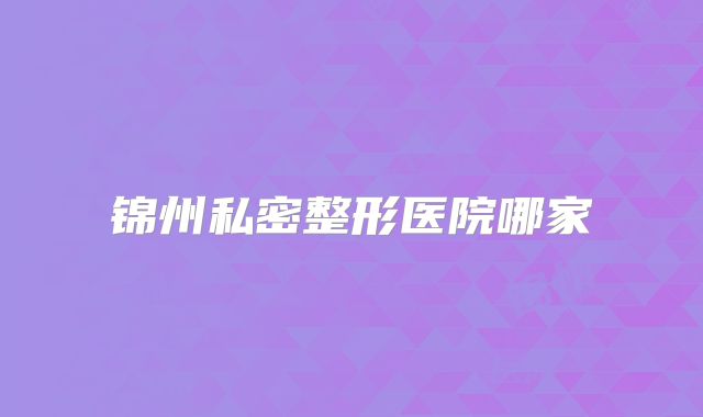 锦州私密整形医院哪家