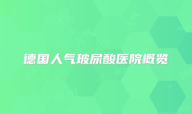 德国人气玻尿酸医院概览