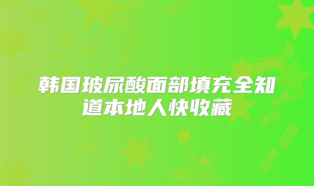 韩国玻尿酸面部填充全知道本地人快收藏
