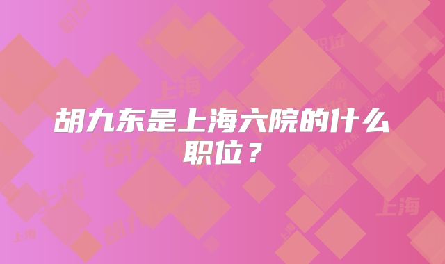 胡九东是上海六院的什么职位？