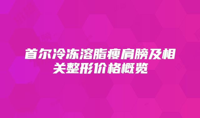 首尔冷冻溶脂瘦肩膀及相关整形价格概览