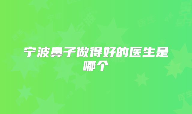 宁波鼻子做得好的医生是哪个