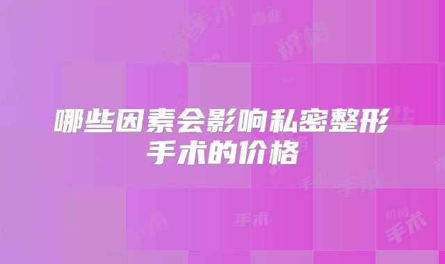 哪些因素会影响私密整形手术的价格