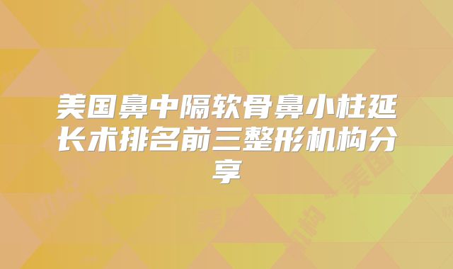 美国鼻中隔软骨鼻小柱延长术排名前三整形机构分享