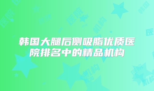 韩国大腿后侧吸脂优质医院排名中的精品机构