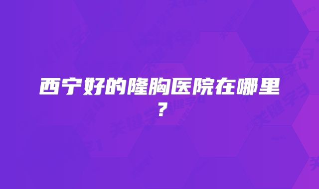 西宁好的隆胸医院在哪里？
