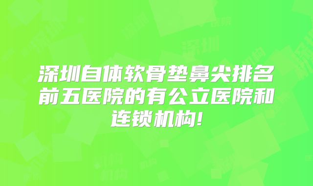 深圳自体软骨垫鼻尖排名前五医院的有公立医院和连锁机构!