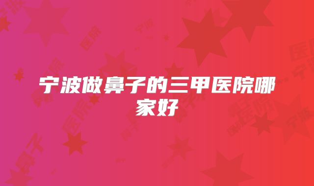 宁波做鼻子的三甲医院哪家好