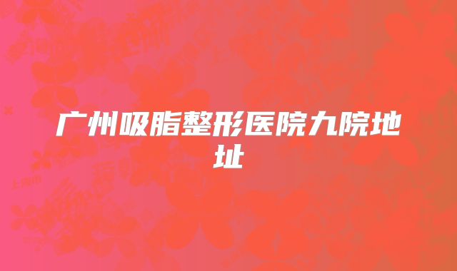 广州吸脂整形医院九院地址