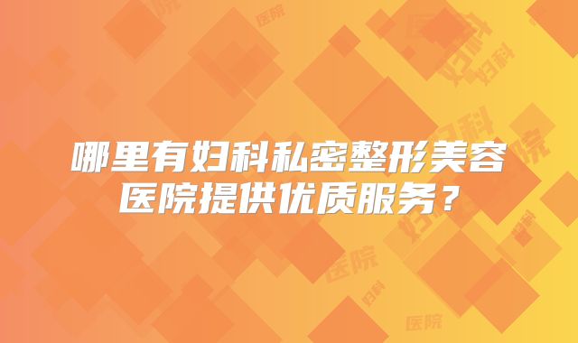 哪里有妇科私密整形美容医院提供优质服务？