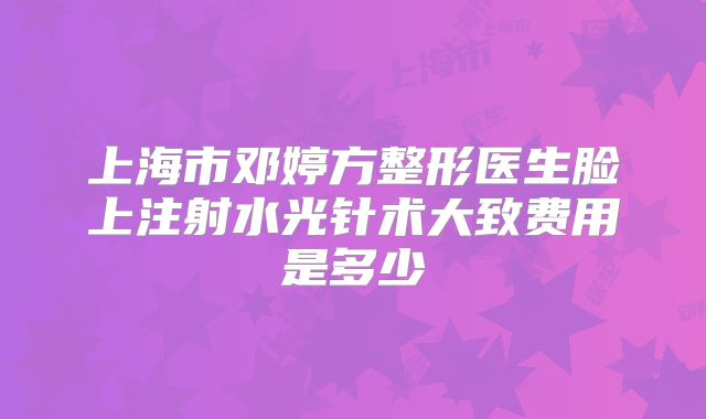 上海市邓婷方整形医生脸上注射水光针术大致费用是多少