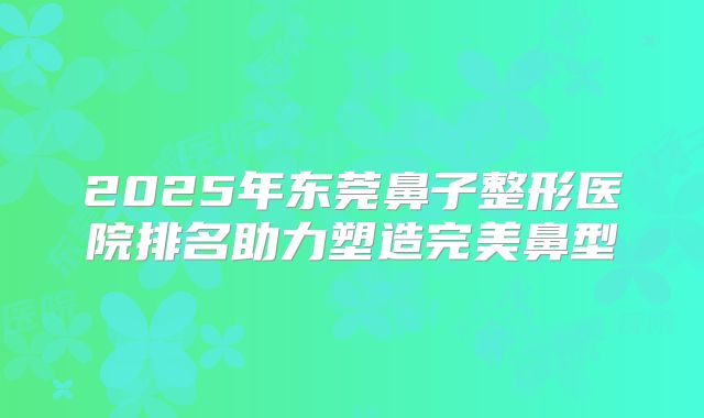 2025年东莞鼻子整形医院排名助力塑造完美鼻型