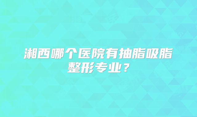 湘西哪个医院有抽脂吸脂整形专业？