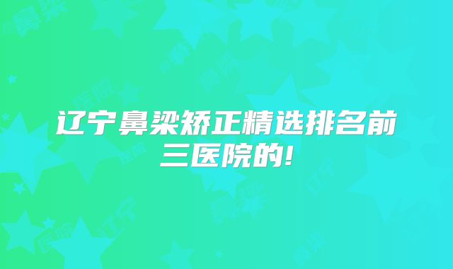 辽宁鼻梁矫正精选排名前三医院的!