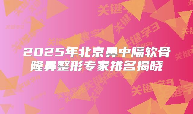 2025年北京鼻中隔软骨隆鼻整形专家排名揭晓