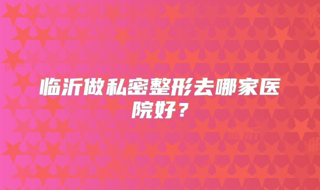 临沂做私密整形去哪家医院好？