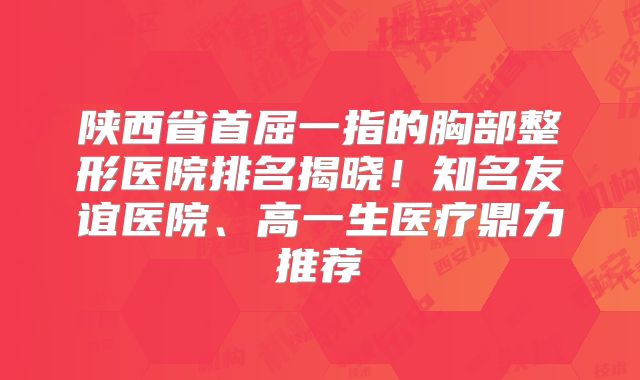 陕西省首屈一指的胸部整形医院排名揭晓！知名友谊医院、高一生医疗鼎力推荐