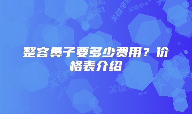整容鼻子要多少费用？价格表介绍