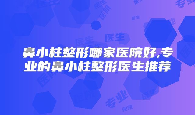 鼻小柱整形哪家医院好,专业的鼻小柱整形医生推荐