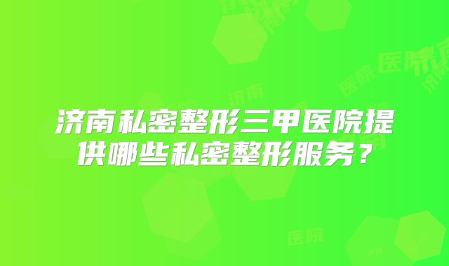 济南私密整形三甲医院提供哪些私密整形服务？