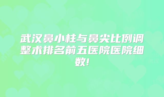 武汉鼻小柱与鼻尖比例调整术排名前五医院医院细数!