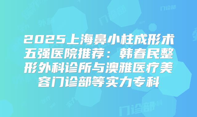 2025上海鼻小柱成形术五强医院推荐：韩春民整形外科诊所与澳雅医疗美容门诊部等实力专科
