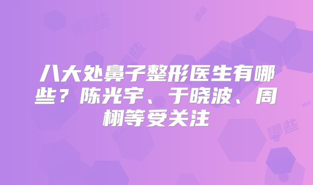 八大处鼻子整形医生有哪些？陈光宇、于晓波、周栩等受关注
