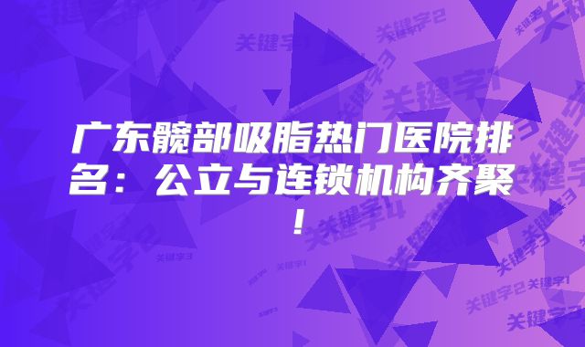 广东髋部吸脂热门医院排名：公立与连锁机构齐聚！