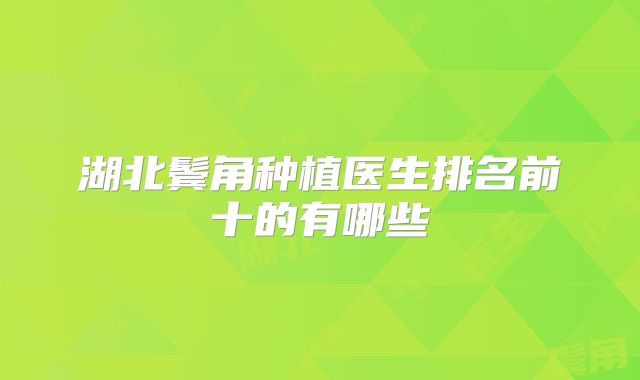 湖北鬓角种植医生排名前十的有哪些