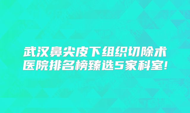 武汉鼻尖皮下组织切除术医院排名榜臻选5家科室!