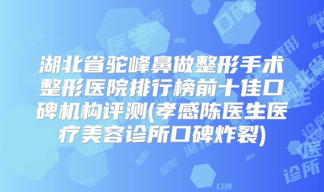 湖北省驼峰鼻做整形手术整形医院排行榜前十佳口碑机构评测(孝感陈医生医疗美容诊所口碑炸裂)