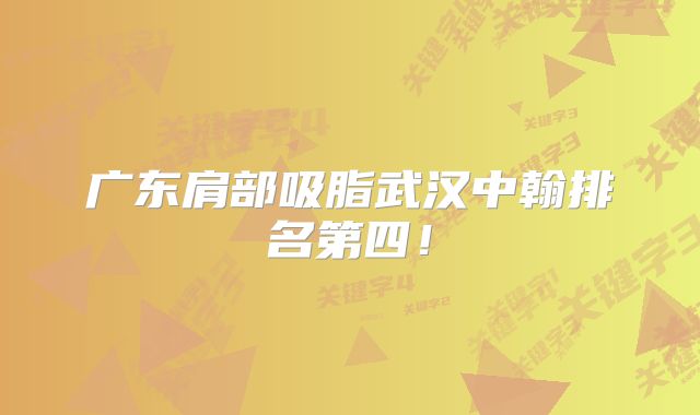 广东肩部吸脂武汉中翰排名第四！