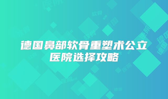 德国鼻部软骨重塑术公立医院选择攻略