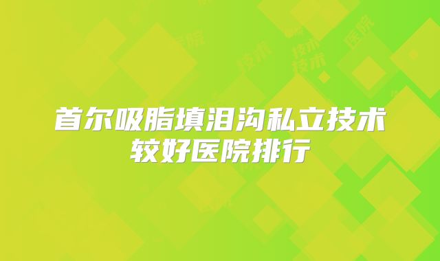 首尔吸脂填泪沟私立技术较好医院排行