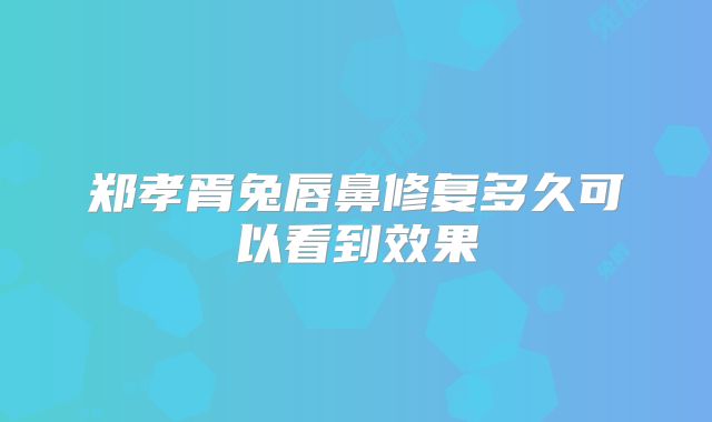 郑孝胥兔唇鼻修复多久可以看到效果