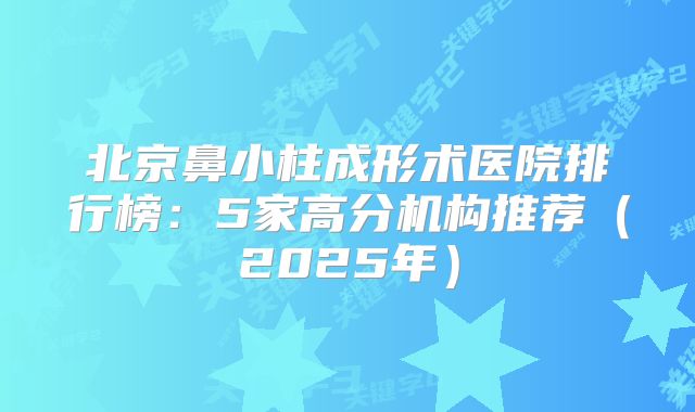北京鼻小柱成形术医院排行榜：5家高分机构推荐（2025年）