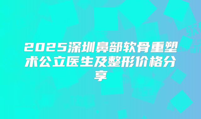 2025深圳鼻部软骨重塑术公立医生及整形价格分享